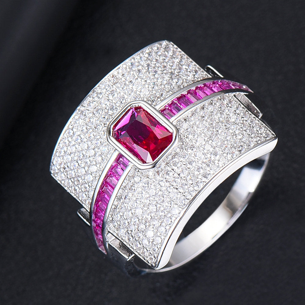 Anello impilabile per donne | Design di lusso | Zircone cubico | Anello di fidanzamento e statement