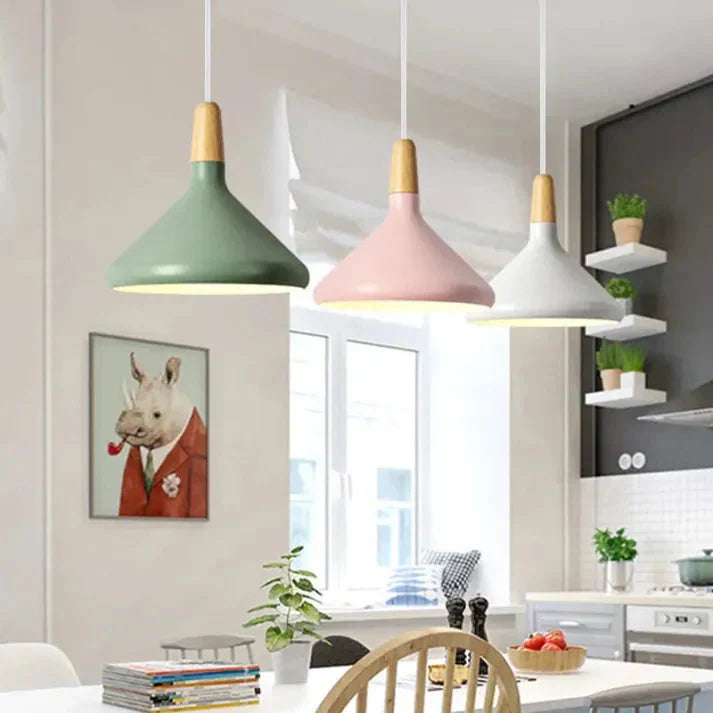MacaronLumi: Lampada a sospensione in alluminio con colori Macaron e attacco E27 – per sala da pranzo e area caffè