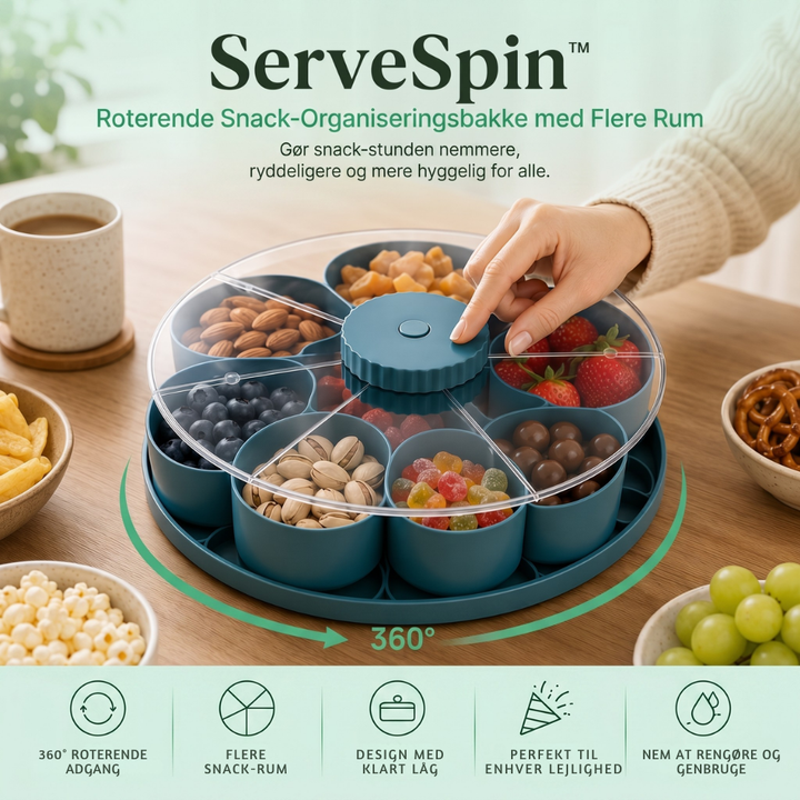 ServeSpin™ – Piatto Rotante per Snack con Più Scomparti
