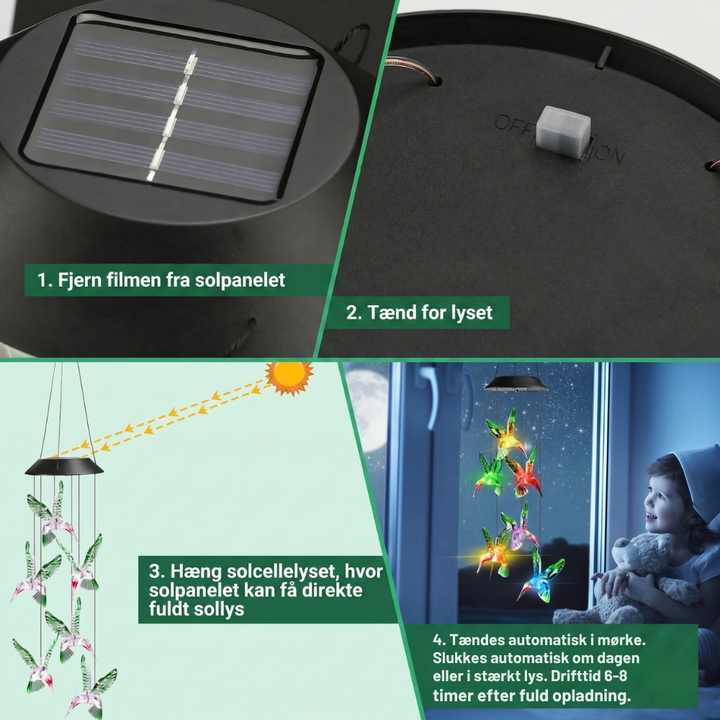 SkyCharm™ – Horloge à vent à colibri alimentée par énergie solaire
