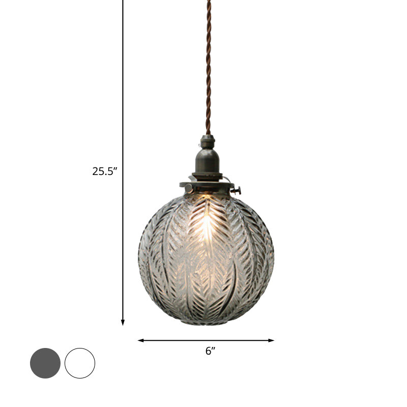 ColonialGlow: Lampada a sospensione rotonda in vetro con design coloniale e compatibile con LED – per ingressi e soggiorni