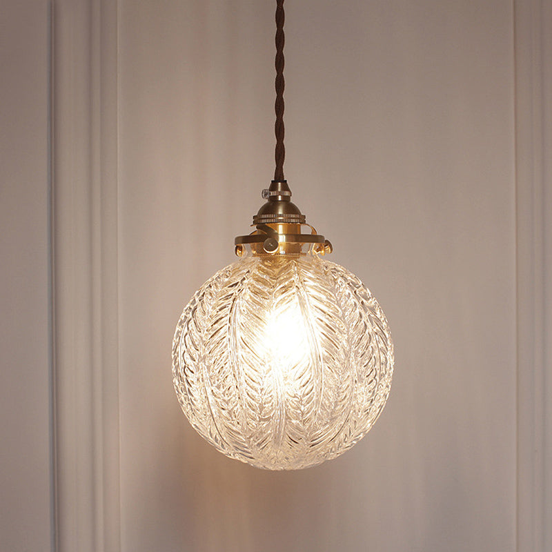 ColonialGlow: Lampada a sospensione rotonda in vetro con design coloniale e compatibile con LED – per ingressi e soggiorni