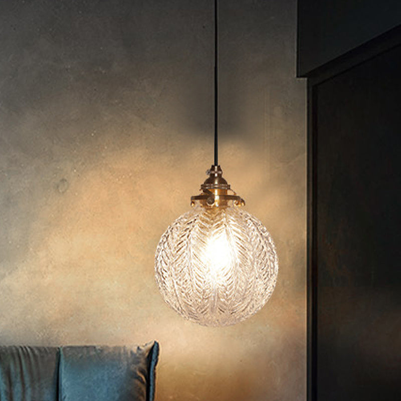 ColonialGlow: Lampada a sospensione rotonda in vetro con design coloniale e compatibile con LED – per ingressi e soggiorni