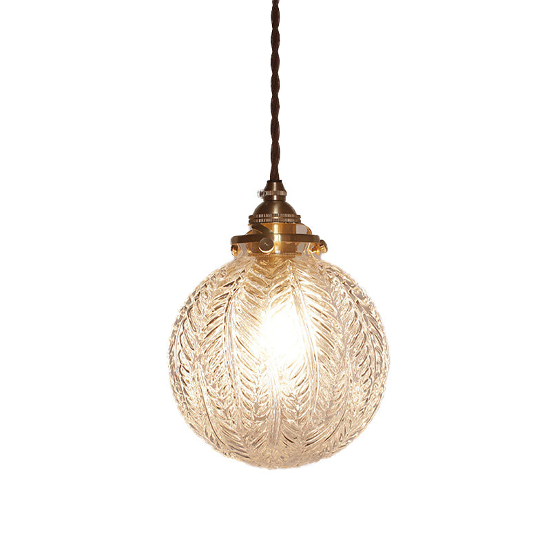 ColonialGlow: Lampada a sospensione rotonda in vetro con design coloniale e compatibile con LED – per ingressi e soggiorni