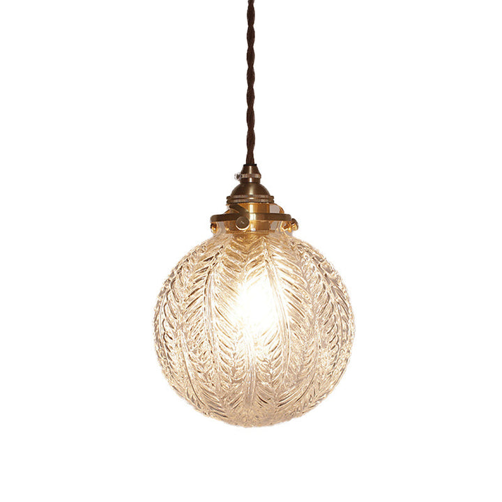 ColonialGlow: Lampada a sospensione rotonda in vetro con design coloniale e compatibile con LED – per ingressi e soggiorni