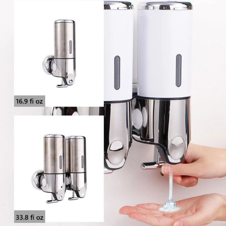 Distributore di sapone da parete | Acciaio inossidabile &amp; ABS | Design moderno | Salvaspazio &amp; Ricaricabile