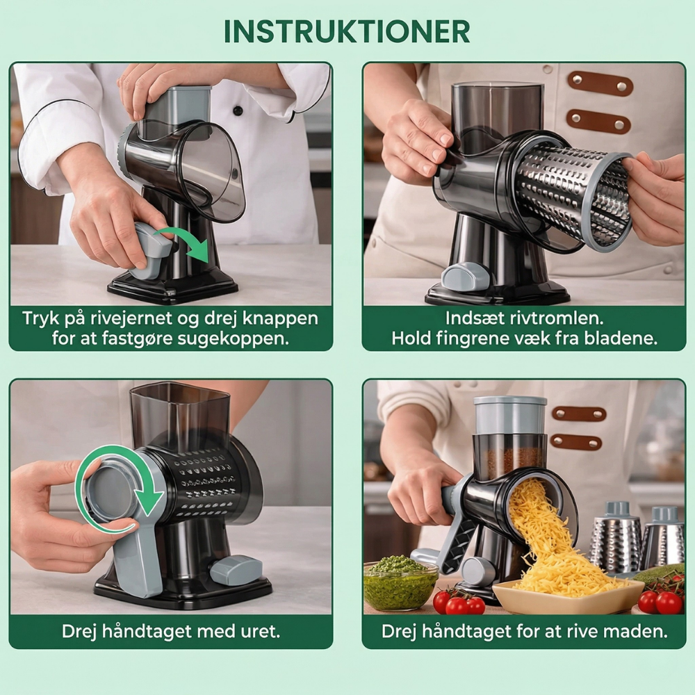 PrepEase™ – Robot da Cucina Rotante 3-in-1 per Affettare e Grattugiare