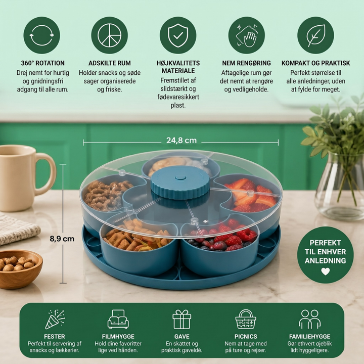 ServeSpin™ – Piatto Rotante per Snack con Più Scomparti