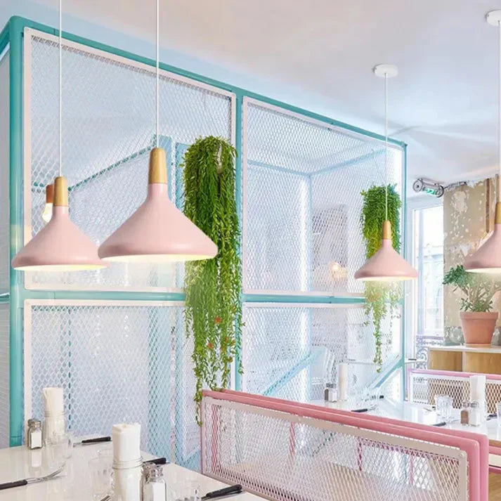 MacaronLumi: Lampada a sospensione in alluminio con colori Macaron e attacco E27 – per sala da pranzo e area caffè