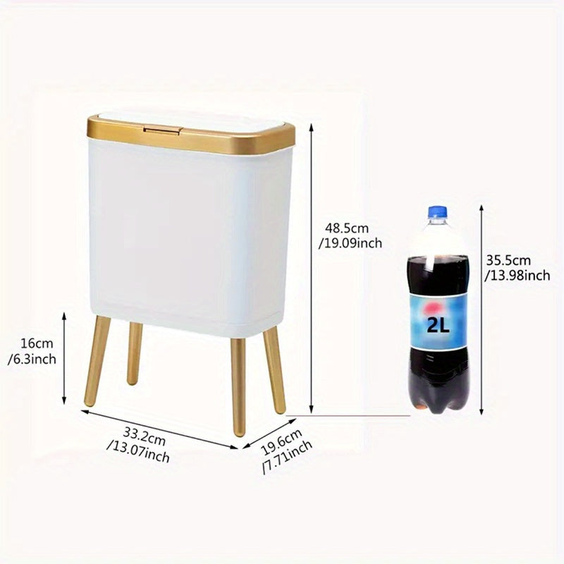 Cestino Moderno da 15L con Chiusura Ermetica e Gambe Elevate | Cestino Elegante per Cucina, Soggiorno e Bagno