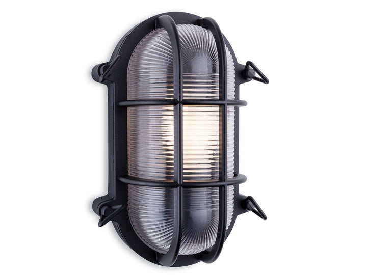 Lampada da parete Carlton Oval Caged, Nera