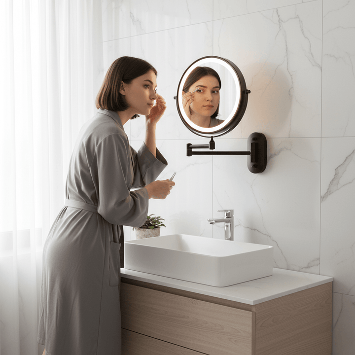 MAGNIFILUX – Specchio ingranditore a LED con illuminazione regolabile e batteria ricaricabile