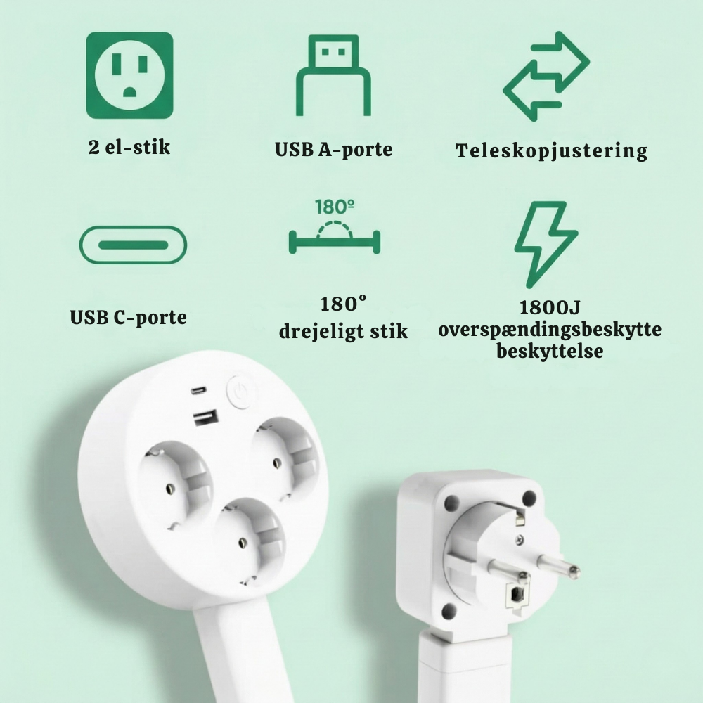 FlexPlug™ – Hub di estensione di corrente multi-prese regolabile
