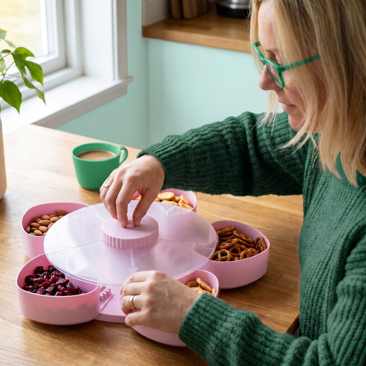 ServeSpin™ – Piatto Rotante per Snack con Più Scomparti