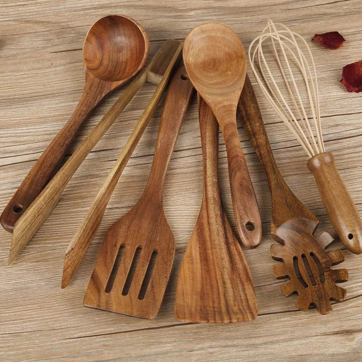 Utensili da Cucina in Legno Premium | 7 Set
