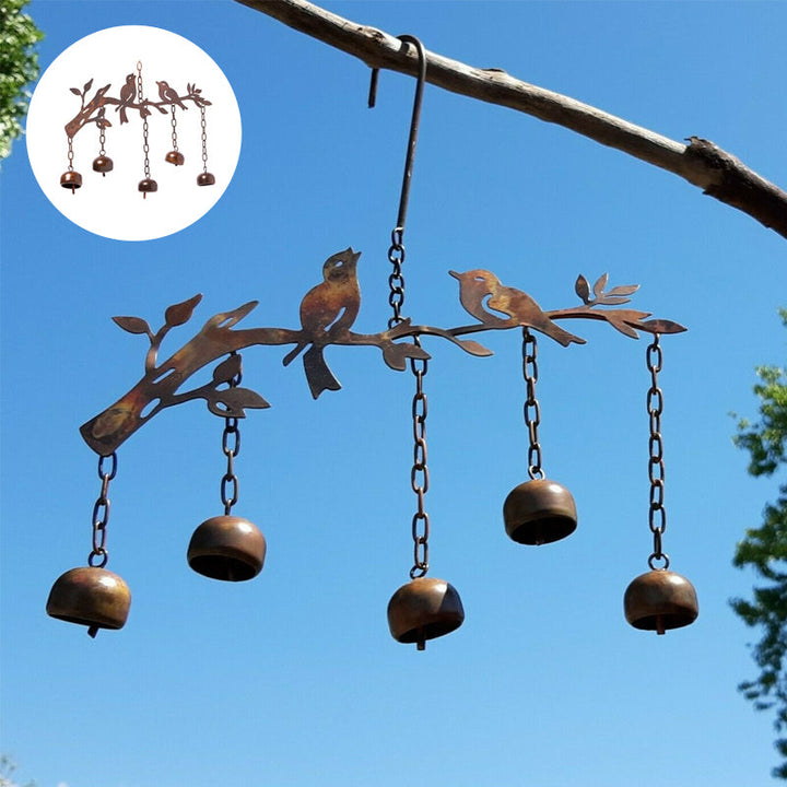 Mobile con motivo di uccello | Campanella fatta a mano in ferro | Decorazione per giardino, balcone e terrazza