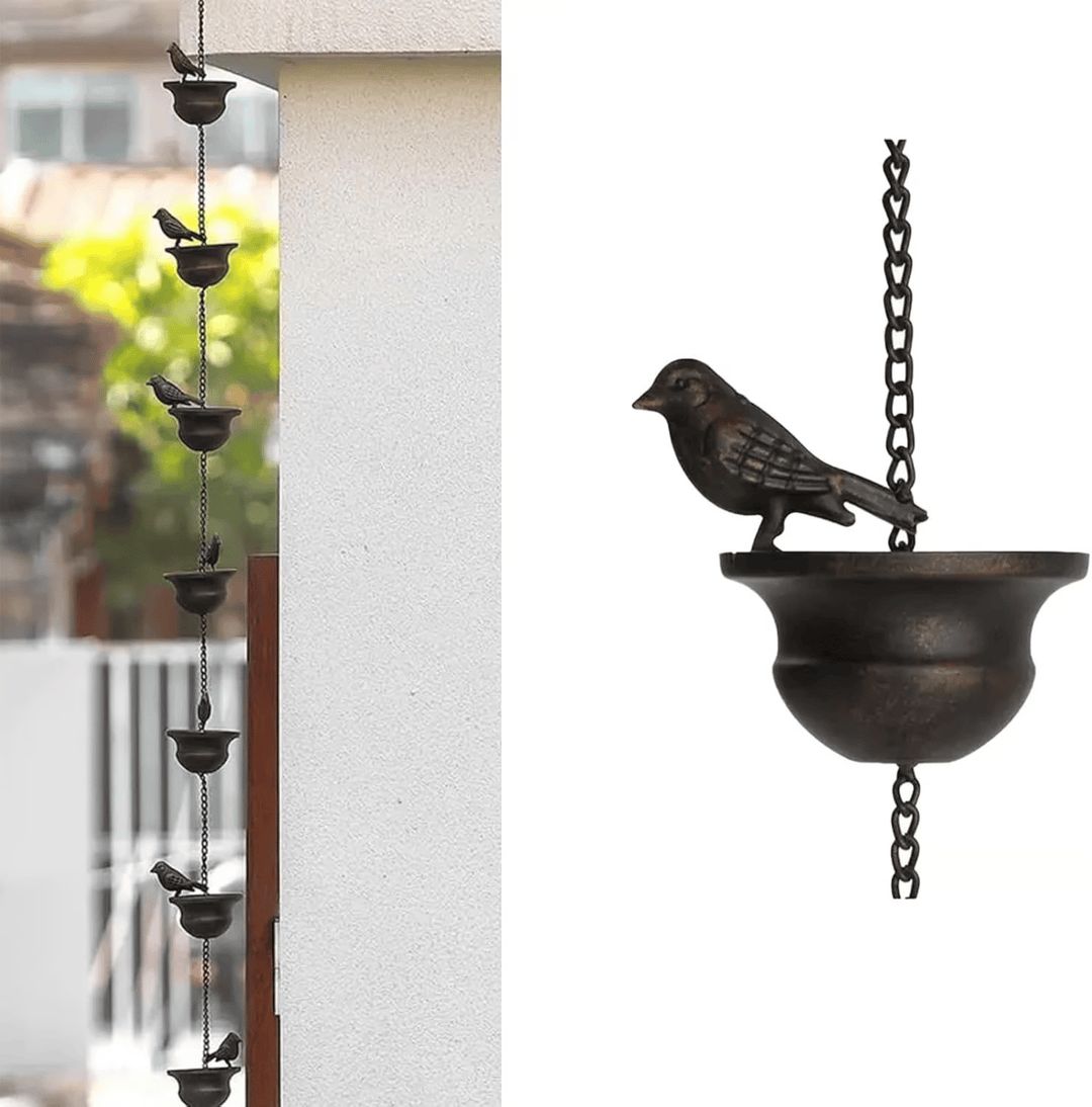 RainHaven™ – Chaîne de pluie décorative pour oiseaux