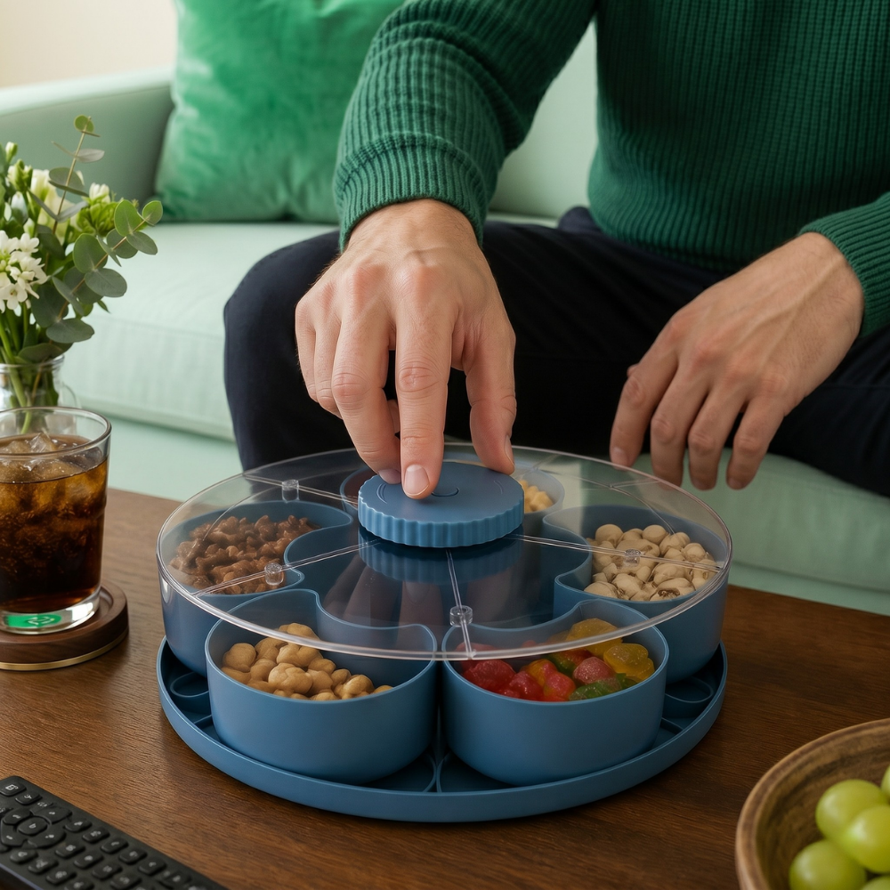 ServeSpin™ – Piatto Rotante per Snack con Più Scomparti