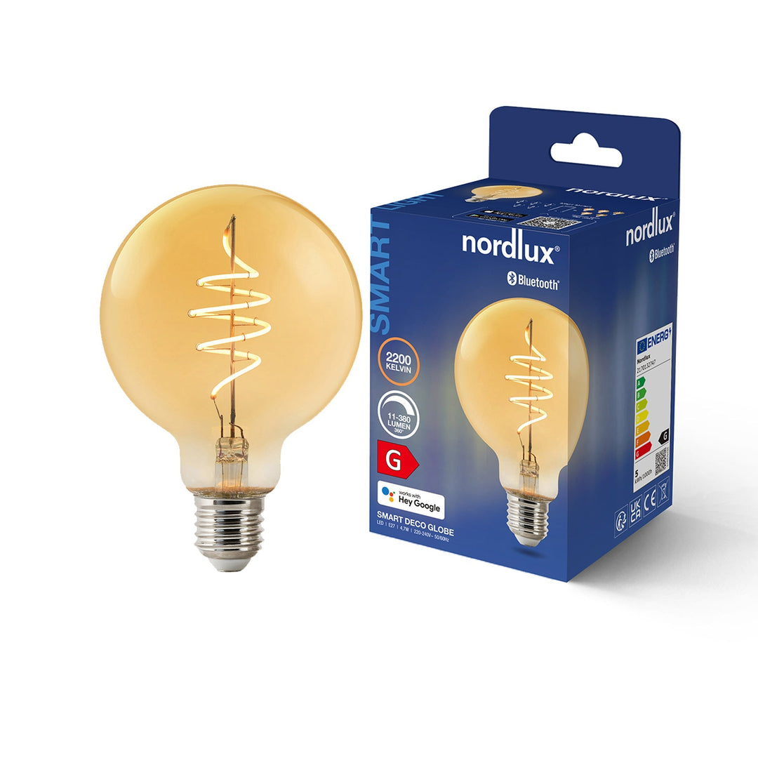Lampadina Smart Deco G95 Globo E27 380lm, Ambra