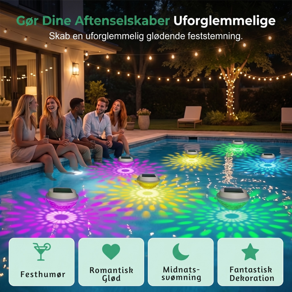 HydraGlow™ – Lampada da piscina solare impermeabile con colori RGB