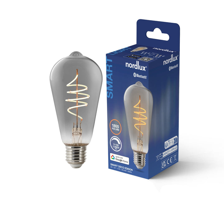Smart Deco Edison E27 ST64 100lm Lampadina, Fumé