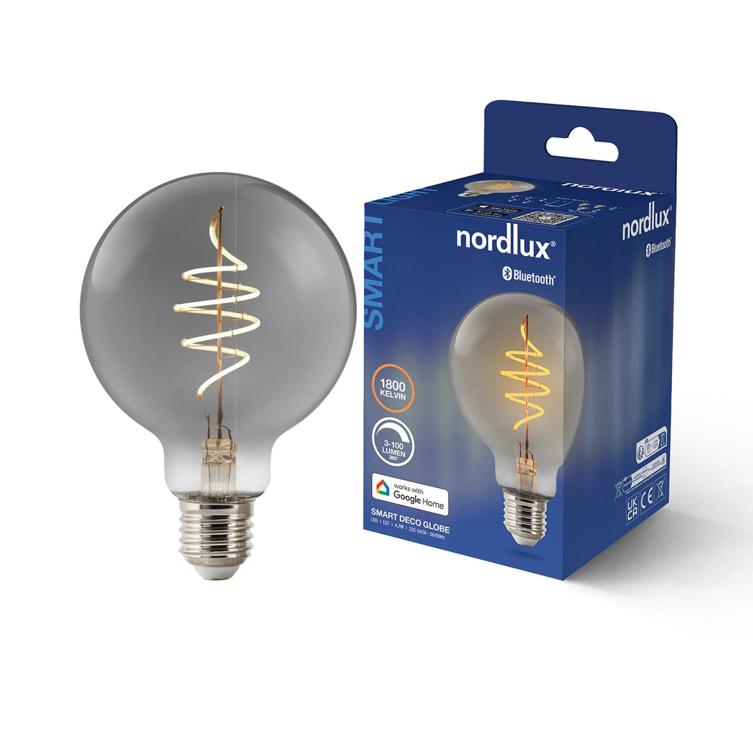 Lampadina Smart Deco G95 Globo E27 100lm, Fumè