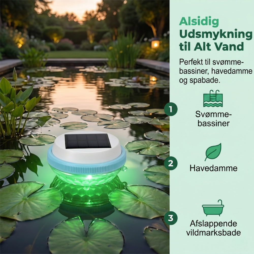 HydraGlow™ – Lampada da piscina solare impermeabile con colori RGB