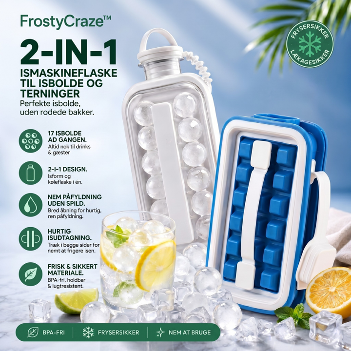 FrostyCraze™ – Bottiglia Portatile 2-in-1 per Palline di Ghiaccio e Ghiaccio