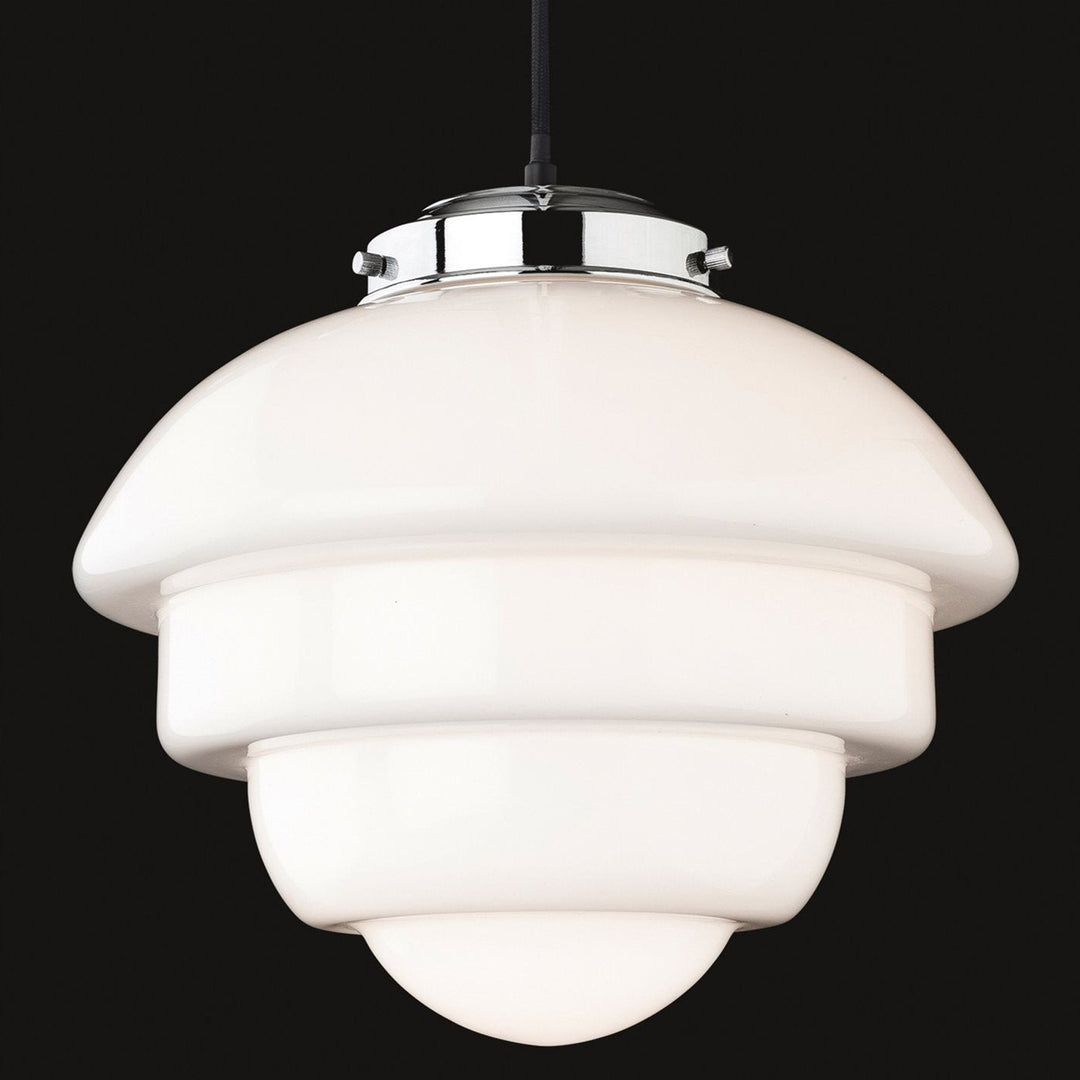 Lampadario in vetro opalino Art Deco 31 cm