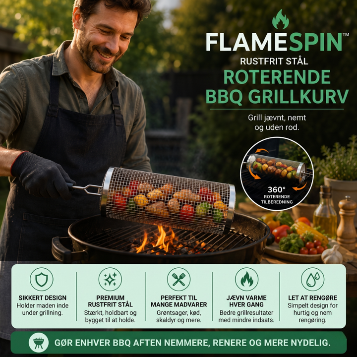 FlameSpin™ – Cestino per Griglia Rotante in Acciaio Inossidabile