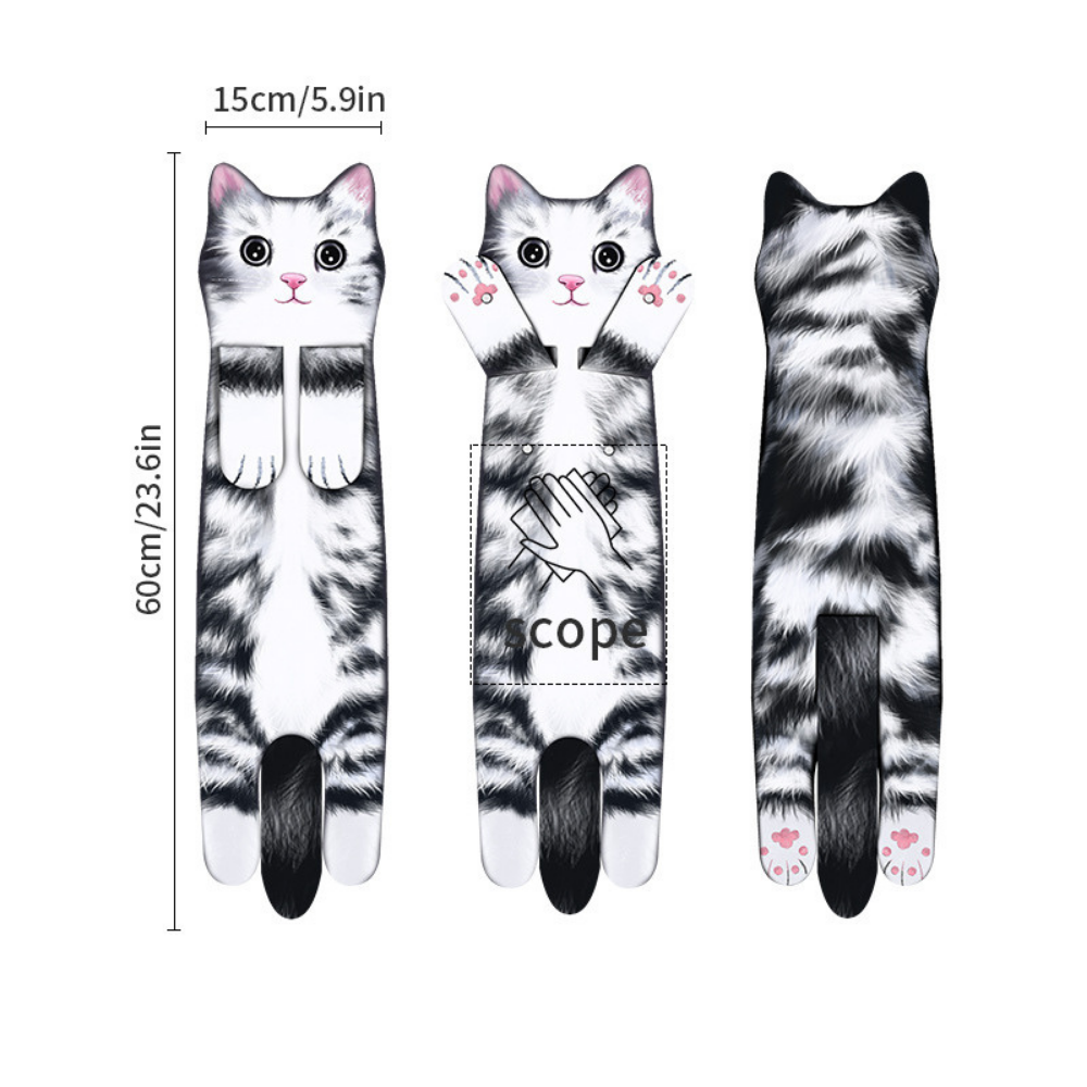 CozyPurr™ – Asciugamano in Pile Appeso con Motivo di Gatto