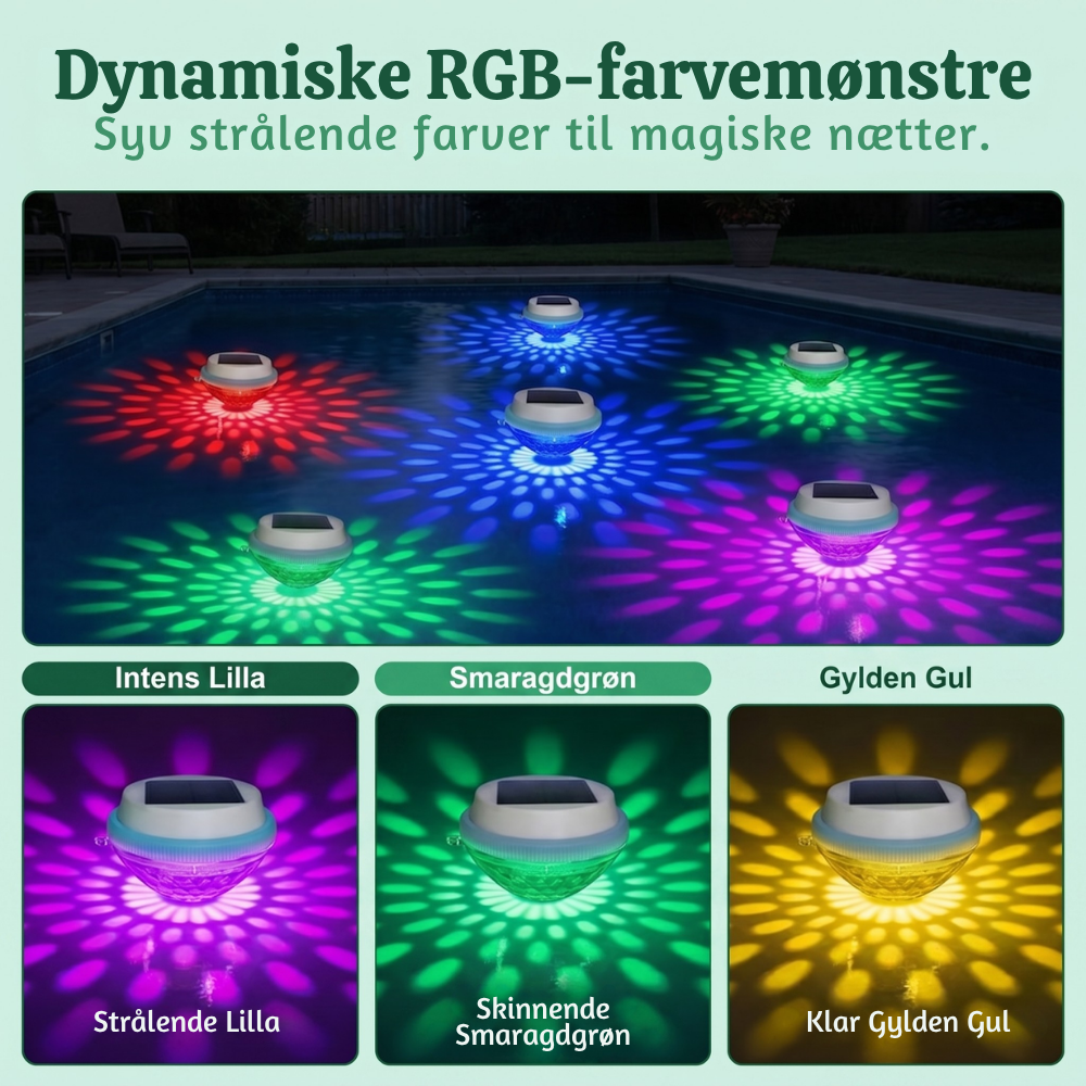HydraGlow™ – Lampada da piscina solare impermeabile con colori RGB