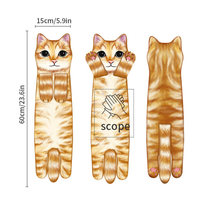 CozyPurr™ – Asciugamano in Pile Appeso con Motivo di Gatto