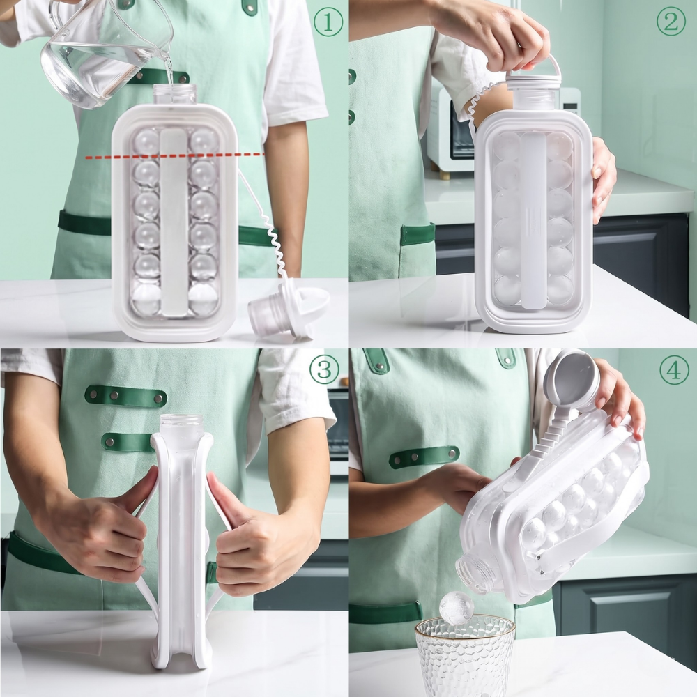 FrostyCraze™ – Bottiglia Portatile 2-in-1 per Palline di Ghiaccio e Ghiaccio