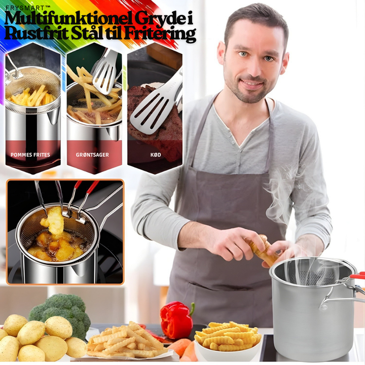 FrySmart™ – Casseruola Multifunzionale in Acciaio Inossidabile per Frittura