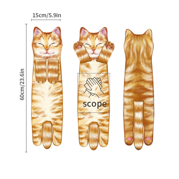 CozyPurr™ – Asciugamano in Pile Appeso con Motivo di Gatto