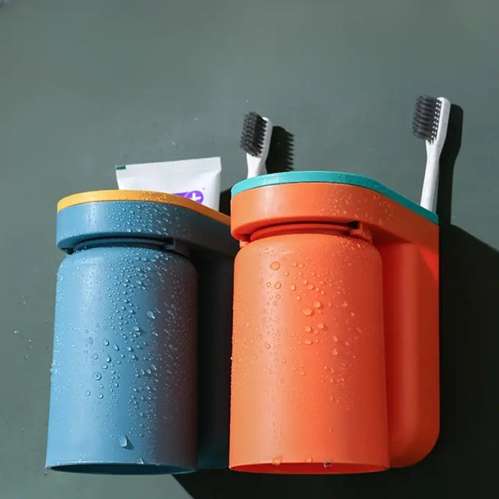 Supporto per spazzolino da denti adesivo | Plastica ABS | Con sistema di goccia | Senza foratura