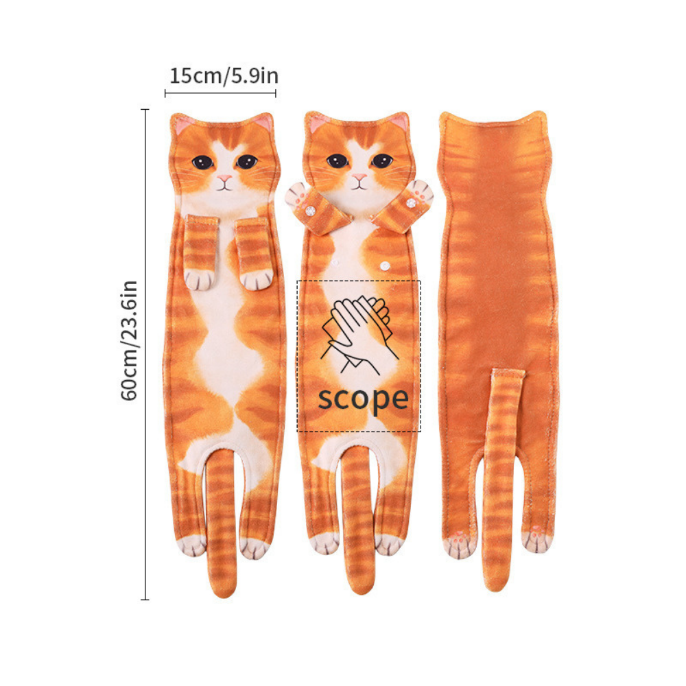CozyPurr™ – Asciugamano in Pile Appeso con Motivo di Gatto