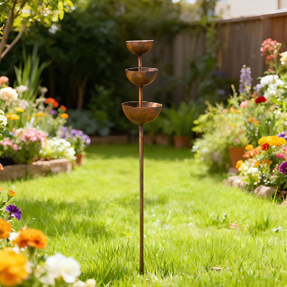 WingHaven™ – Fontaine à oiseaux et station de nourriture rustique à 3 niveaux