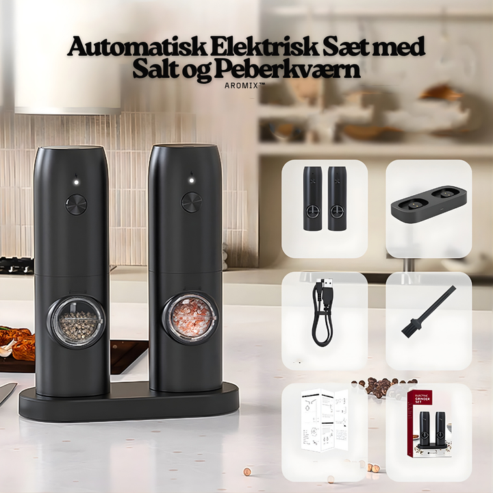 Aromix™ – Set Elettrico Automatico con Macinino per Sale e Pepe