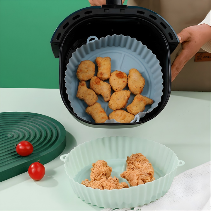 EcoFry™ – Piatto Airfryer in Silicone Riutilizzabile Antiaderente