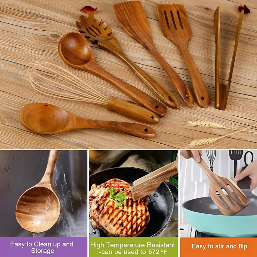 Utensili da Cucina in Legno Premium | 7 Set