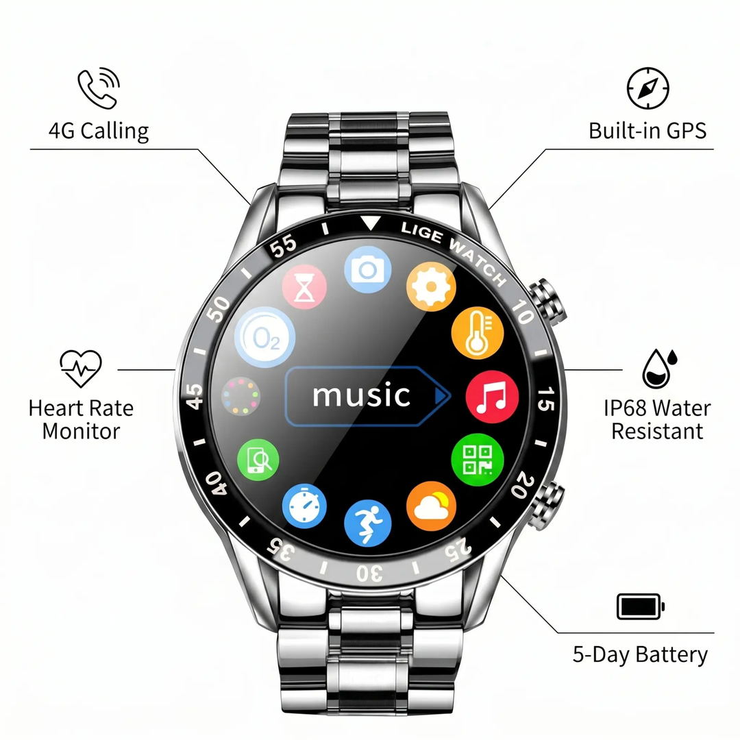 Orologio intelligente di lusso 4G – Orologio elegante con chiamate, GPS e funzioni di salute