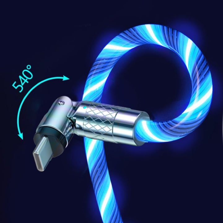 Cavo di ricarica rapida con effetto luminoso LED | Spina rotante a 540° | Cavo USB con ricarica rapida