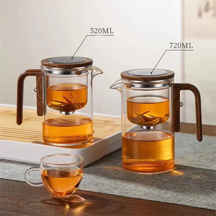 Teiera con filtro | Vetro borosilicato &amp; manico in legno | Resistente al calore