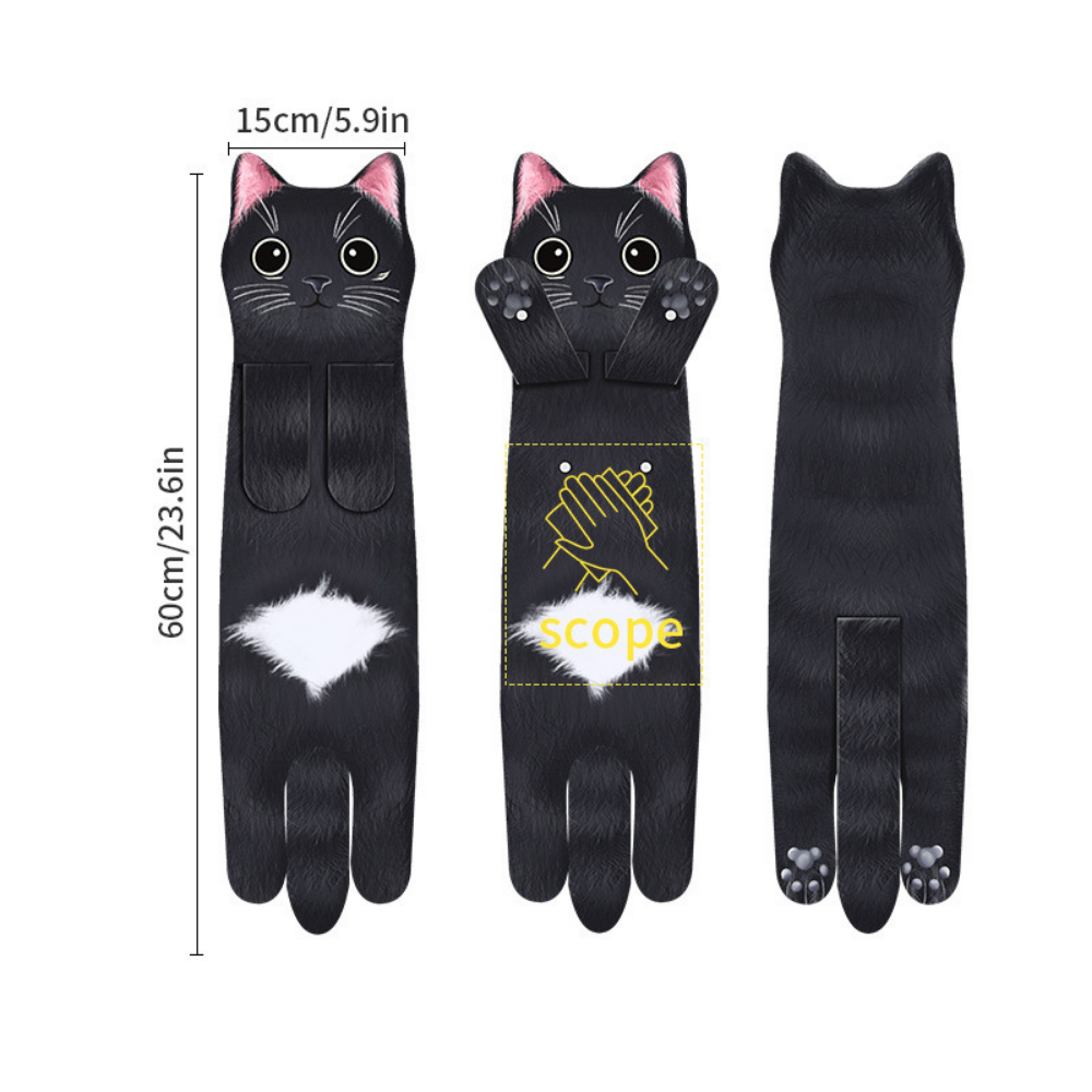 CozyPurr™ – Asciugamano in Pile Appeso con Motivo di Gatto