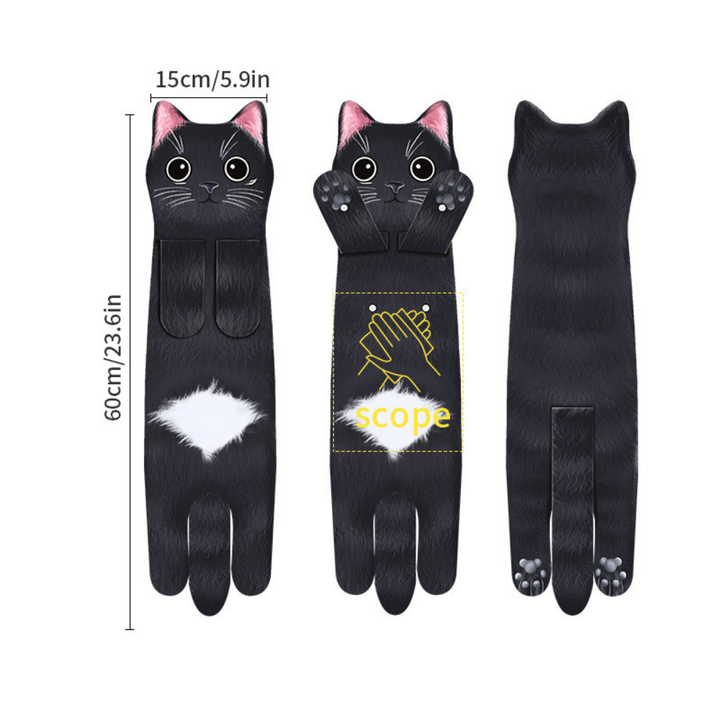 CozyPurr™ – Asciugamano in Pile Appeso con Motivo di Gatto