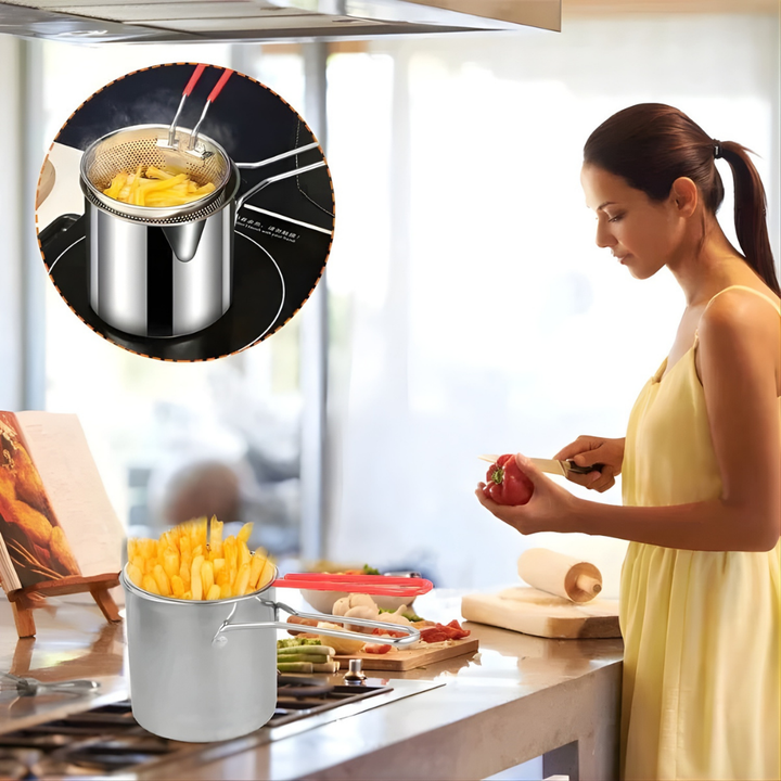 FrySmart™ – Casseruola Multifunzionale in Acciaio Inossidabile per Frittura