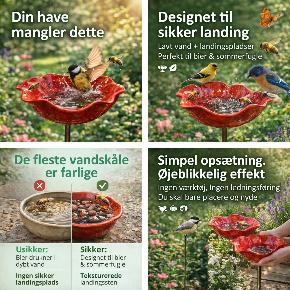 PetalHaven™ – Fontaine à oiseaux et pollinisateurs Fuglebad
