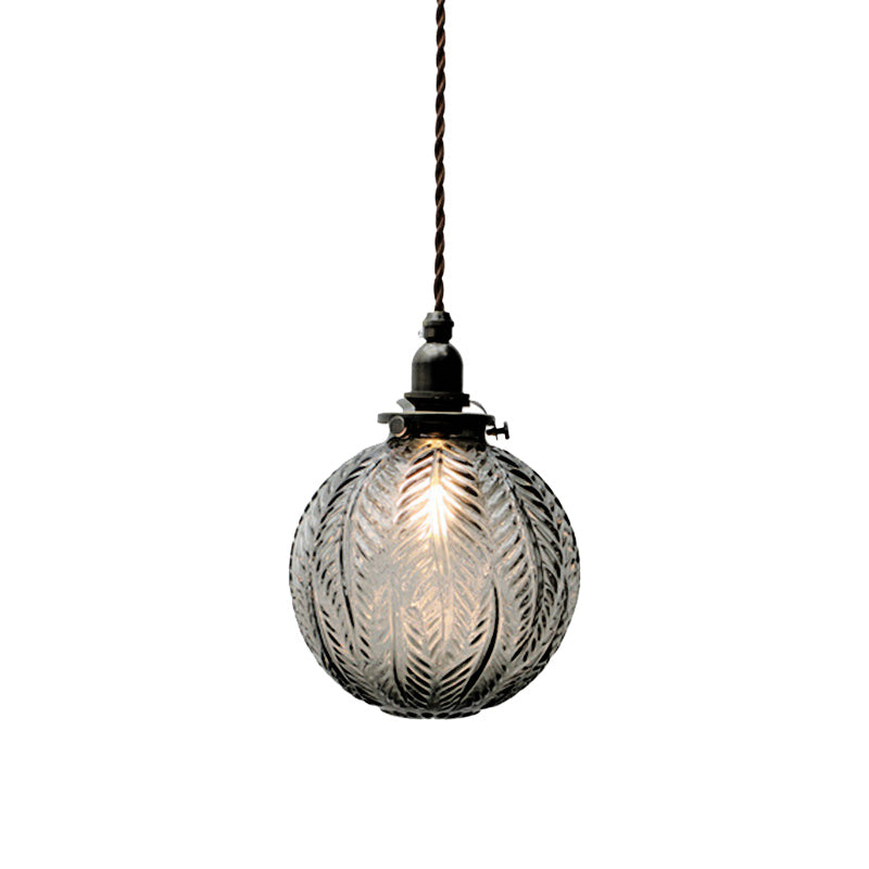 ColonialGlow: Lampada a sospensione rotonda in vetro con design coloniale e compatibile con LED – per ingressi e soggiorni